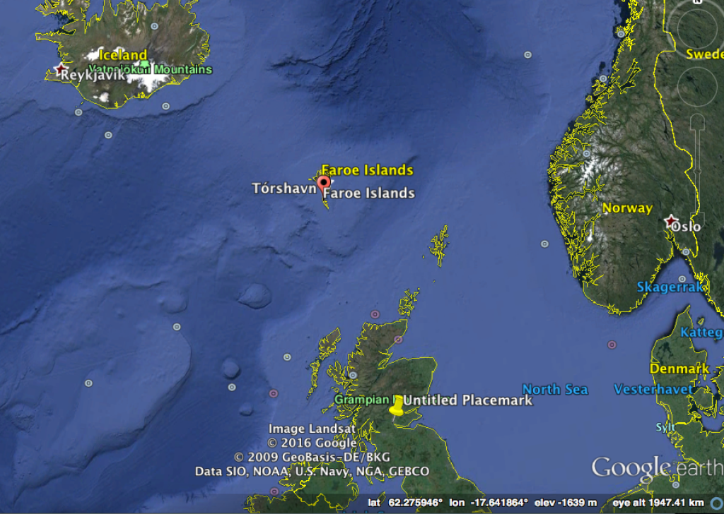 Location of the Faroe Islands